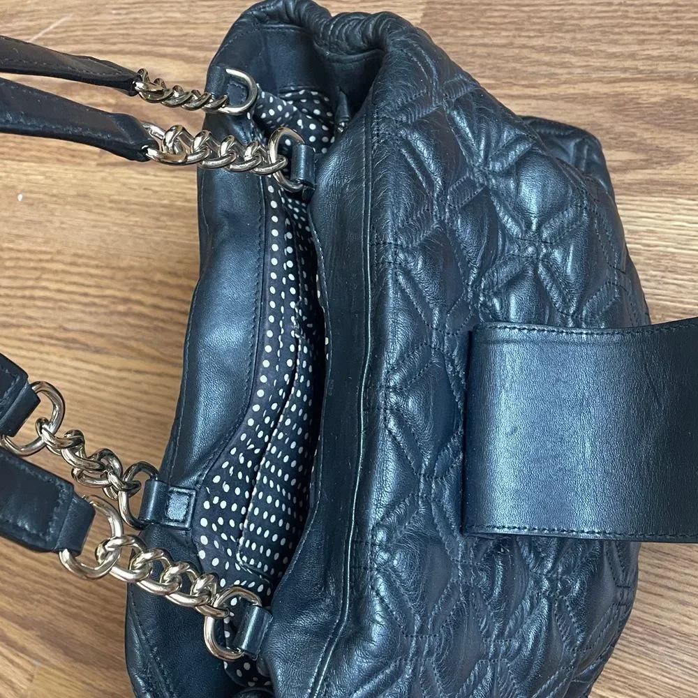 Kate Spade Elena Astor Court Black Quilted Leather Chain Shoulder Tote Bag